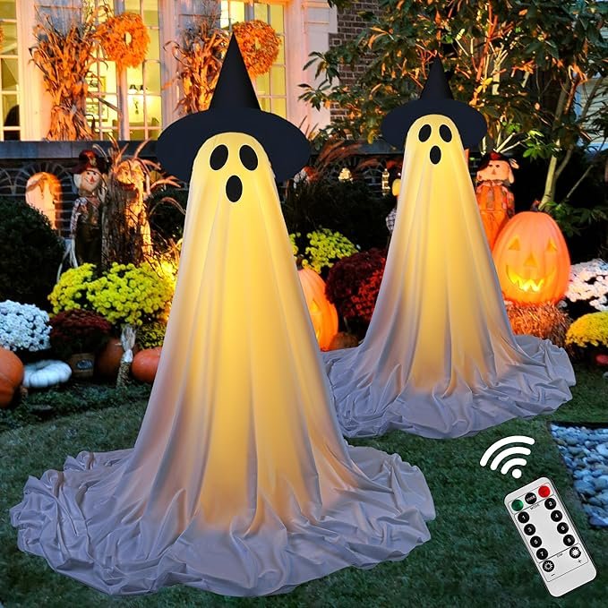 Spooky 
Ghost Decor 
with Remote 
Control String Lights